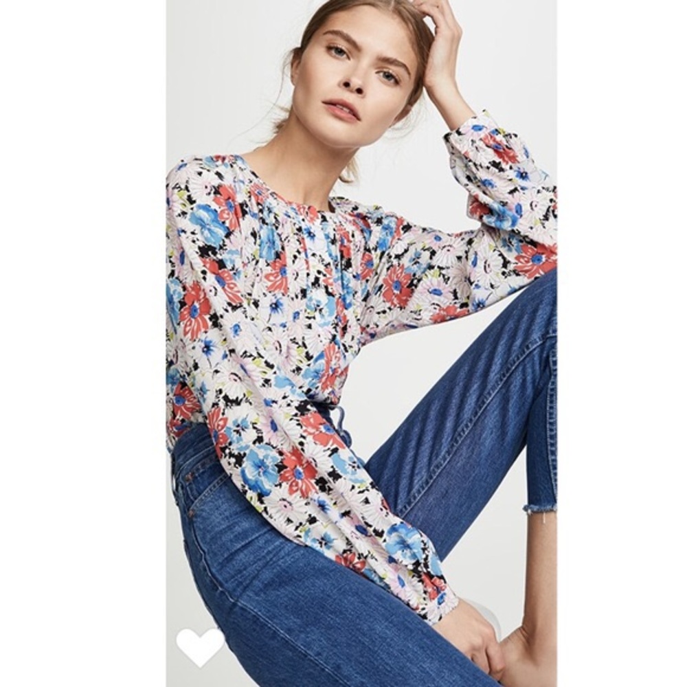 NWT $395 Veronica Beard Madge Floral Silk Blouse
